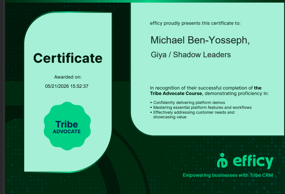 Tribe Advocate Certificate Michael