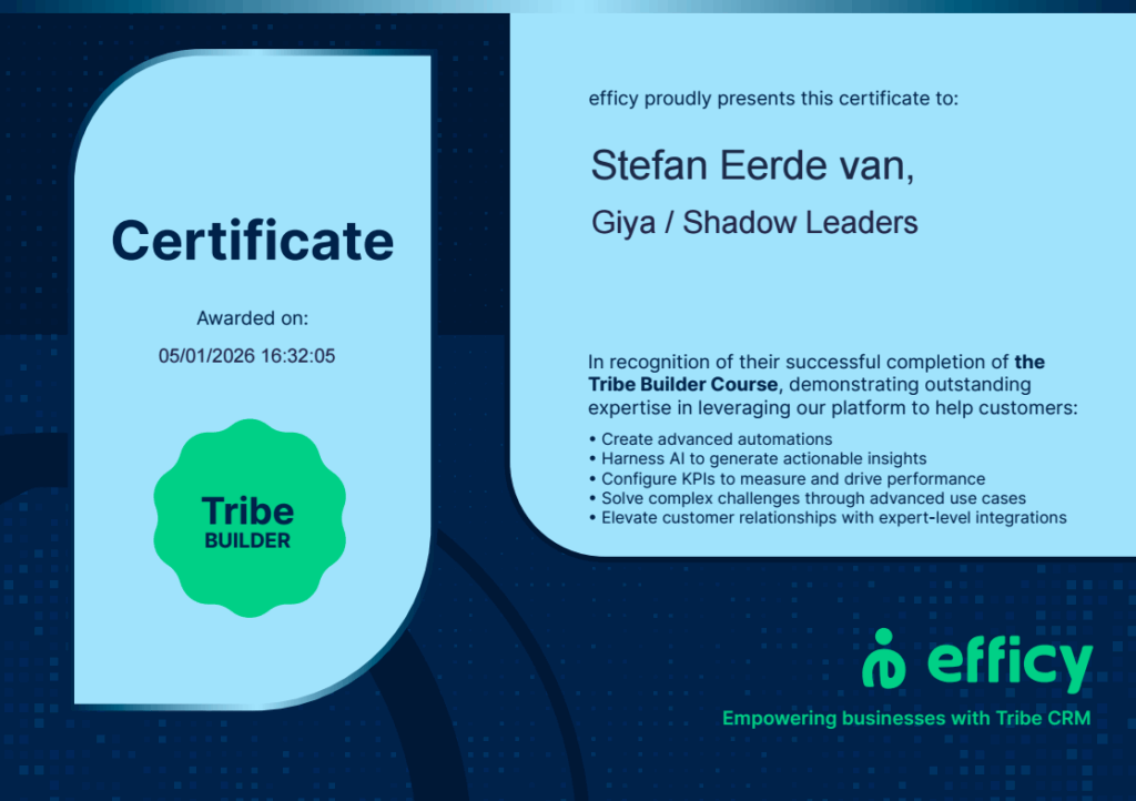 Tribe Builder Certificate Stefan